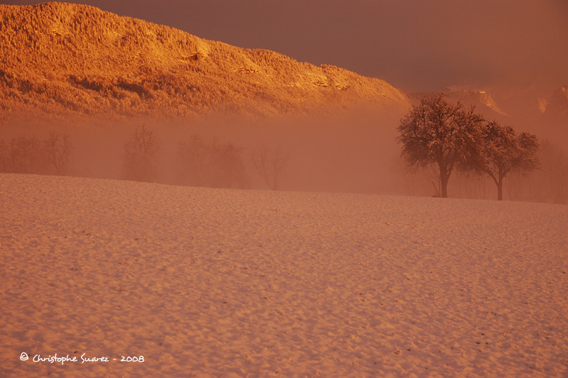 Paysage des Alpes - Aravis - Coucher de soleil sur les massifs