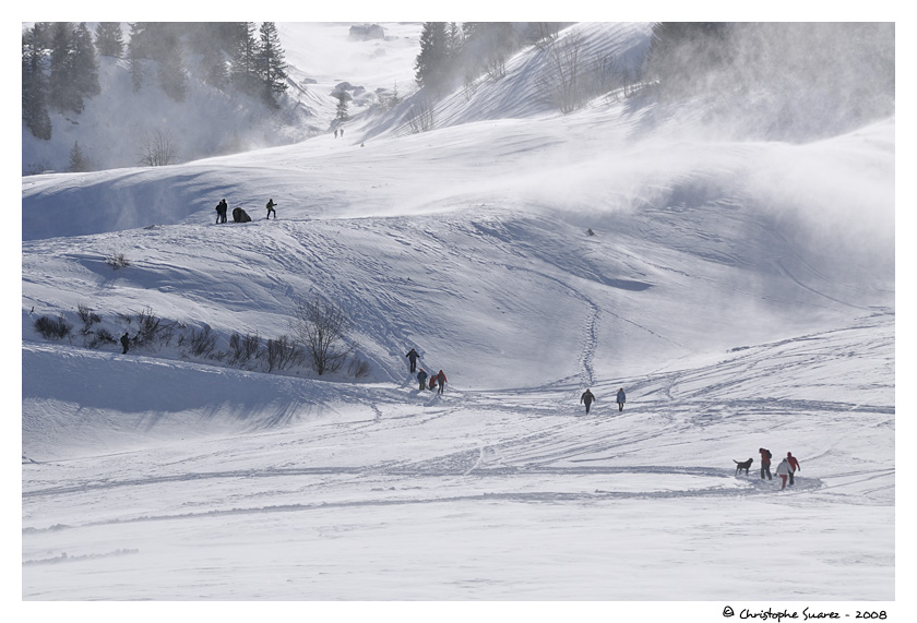 Paysages des Alpes - hiver - Télécabine de la Clusaz