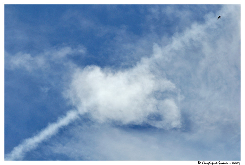 Traine d'avion en dissipation et altocumulus - Ardche