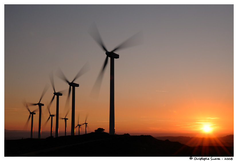 Eoliennes - Site de Nvian/Grande Garrigue (Aude), parc de 21 oliennes 