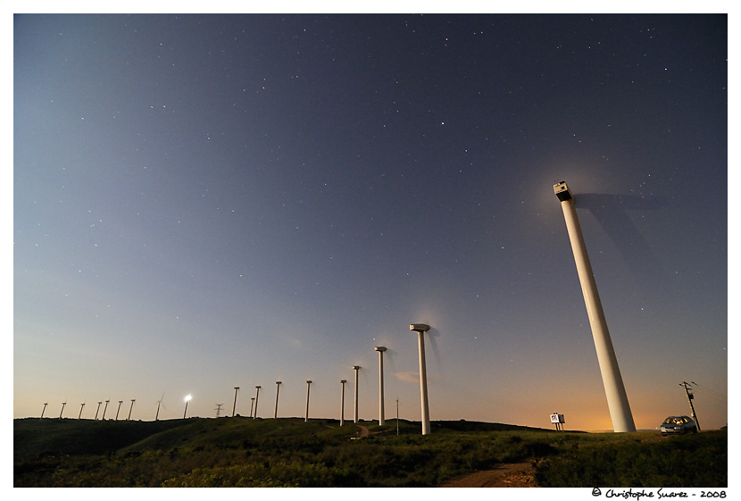 Eoliennes - Site de Nvian/Grande Garrigue (Aude), parc de 21 oliennes, diamtre du rotor 52m 