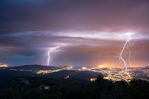 Foudre en fin d'orage sur Trieste